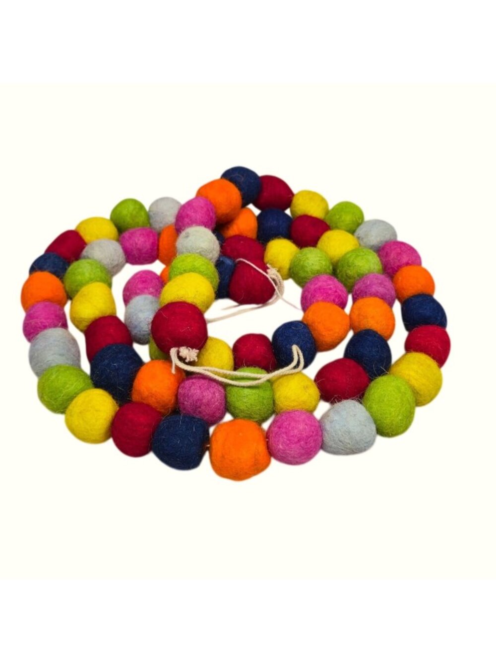 Colorful Handmade Wool Felt Ball Garland For Nursery Or Playroom Bright Cheerful